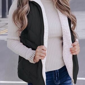 Black Quilted Vest with Cream Lining